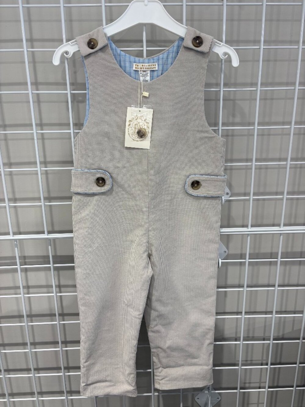 The Beaufort Bonnet Corduroy Lawson Longall Overalls Pants Stone Grey Boy 3